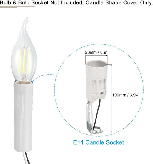 4 Inch Bulb Pack 6 MECCANIXITY Candle Socket Covers, Tall Chandelier Sleeves Light Base Holder, White