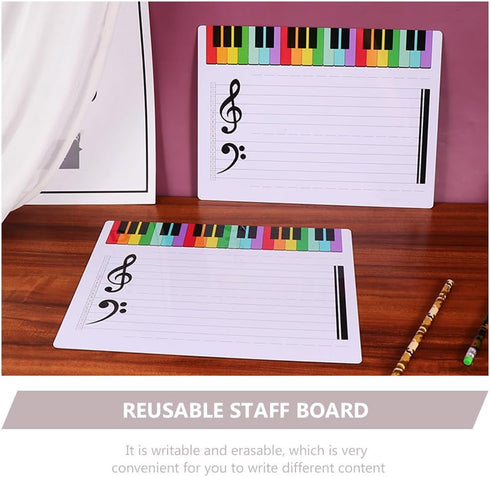 Beavorty 1Pcs Dry Erase Music Staff White Board for Musical Notes Practice, Whiteboard Supply for Students.