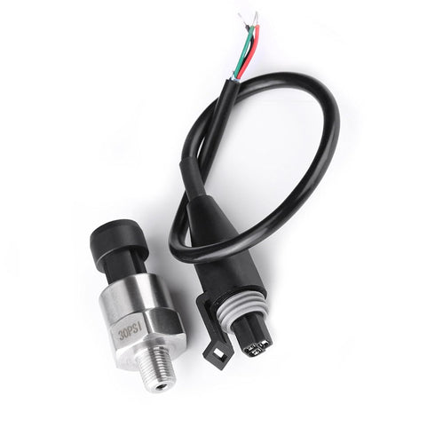 Pressure Transducer Sender Sensor for Oil Fuel Air Water, 1/8" NPT Thread Stainless Steel, 30 PSI