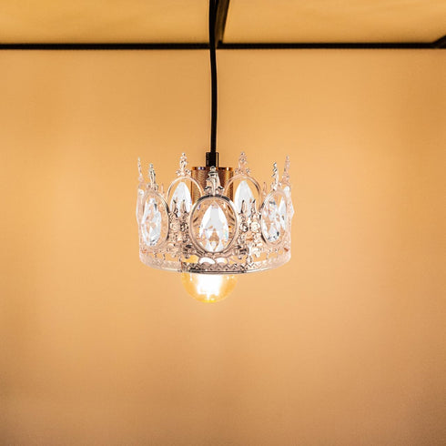 7.08 Inch TEHAUX Crystal Crown Pendant Lamp Accessory, Metal and Glass Chandelier Decoration for Ceiling Light Fixture