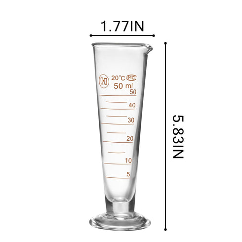 Professional Lab Graduated Measuring Cup with Spout, 50ml Wide Mouth Glass Conical Beaker