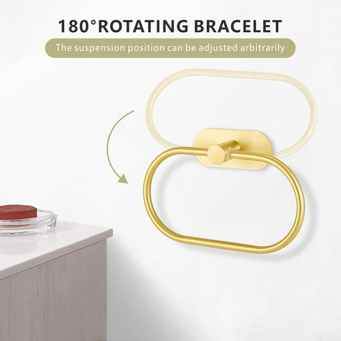 Towel Bar and Hand Towel Ring, Self Adhesive Stainless Steel Holder, No Drilling, 2 Pack, Gold