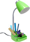 Simple Designs LD1067-GRN Compartmental Desk Lamp with iPhone/iPad/Tablet Stand, Bendable Gooseneck, for