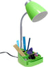 Simple Designs LD1067-GRN Compartmental Desk Lamp with iPhone/iPad/Tablet Stand, Bendable Gooseneck, for