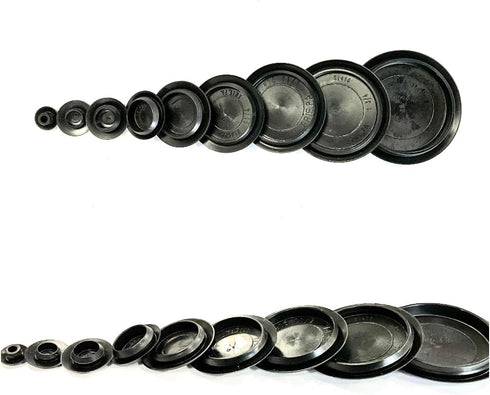 9 Piece Flush Mount Black Hole Plug Assortment for Auto Body and Sheet Metal