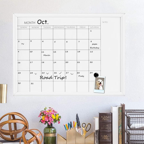 TORASO Dry Erase White Board Monthly Calendar, Magnetic Whiteboard for Wall, Office, School, and Kitchen Memo