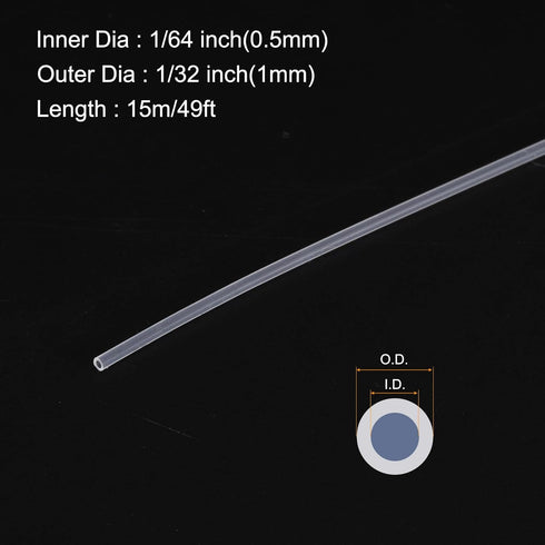 49ft 1/64" ID x 1/32" OD Silicone Tubing Clear 0.5mm x 1mm Industrial Plastic Tubing Pure Silicone Hoses for Pump Siphoning Draining Irrigation Brewing