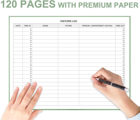 Visitors Register Book - Visitor Log Book with 120 Pages, 9" X 7", Green Hardbound Cover for Wedding Reception and
