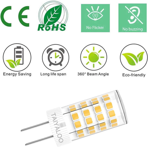 G4 LED Bulb 12V AC/DC 5W Warm White 3000K Equivalent to 40W Halogen Bulb, T3 JC Type Bi-Pin Base for Outdoor Landscape