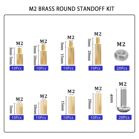 M2 M3 Hex Brass Standoff Spacers Nuts Screws Kit, 240pcs for DIY Computer Build, Electronic Projects