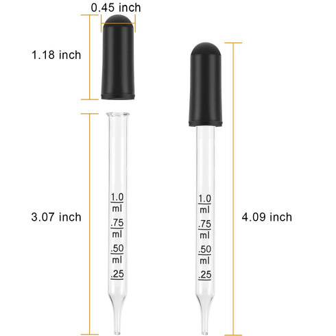 Glass Liquid Droppers, 1 ml Essential Oil Dropper Pipette, Calibrated Glass Stain Dropper with Kraft Boxes