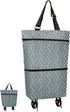 ONEPEACE Foldable Grocery Cart with Wheels, Convenient Shopping Cart for Groceries (Grey Stripe)