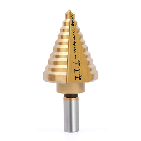 Titanium Step Drill Bit, Zhushan High Speed Steel Cone Bits, Double Cutting Blades for Sheet Metal