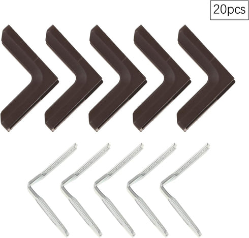 20Pcs 90 dophee Degrees L Shape Metal Corner Brackets with Plastic Cover Right Angle Corner Brace Joint for Shelves