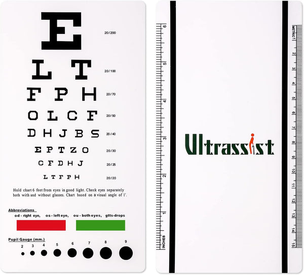 Snellen Eye Chart, Pocket Size Eye Testing Chart, 6 Feet, 3.9x7.3 inch