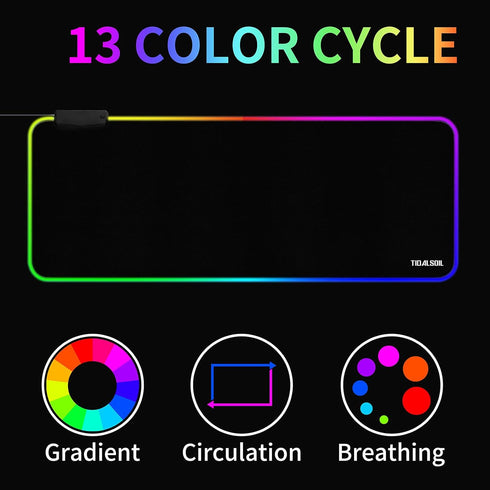 RGB Large Gaming Mouse Pad with 4Port USB Hub and 13Lighting Modes, Computer Keyboard Mouse Pad, Oversize Anti-Slip Rubber Base Mouse Mat for Computer PC Games (31.5 x 11.81 in Black,0.15in Thick) by TIDALSOIL