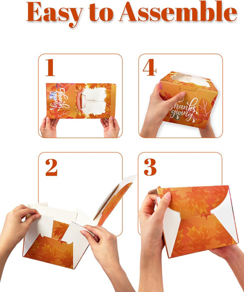 Bakepacker Thanksgiving Cake Boxes with Window, 36pcs 8x8x5 inches (18 Cake Boxes + 18 Cake Boards)