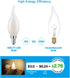 E12 Bulb, 2 Watt(25W 3000K, Dimmable CA10 Bulbs 3-Pack Frosted LED Candelabra Equivalent), Soft Wihte Flame Tip LED