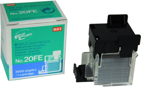 Max 20FE Flat Clinch Stapler Cartridge, Staples Up to 20 Sheets, 2000 Staples Total