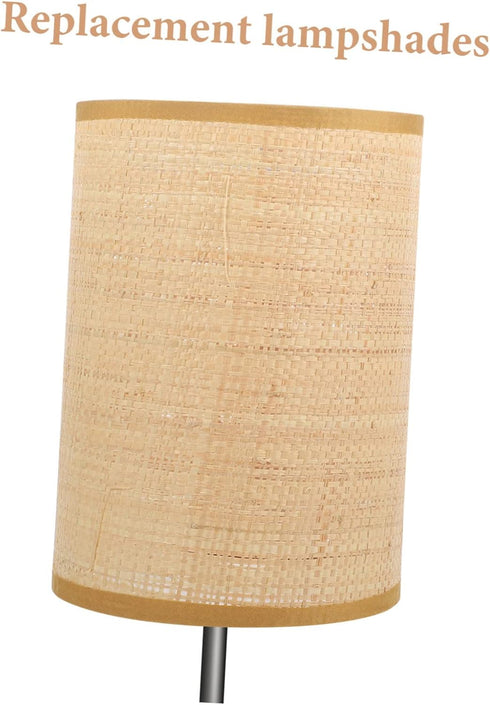 SEWACC Modern Woven Rattan Lampshade for Table and Floor Lamps Durable Metal Frame with Rustic Minimalist Design Eye