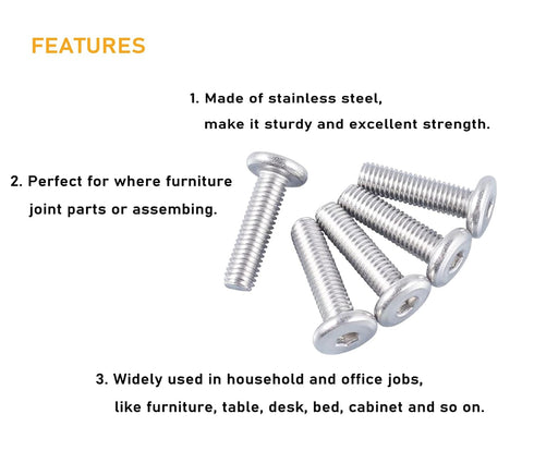 binifiMux 1/4-20 x 2 Inch Flat Head Allen Bolt Joint Connecting Bolts, Socket Cap Screws for Furniture, 304 Stainless