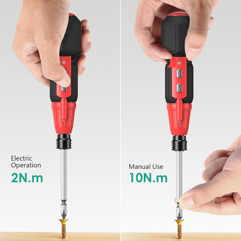 ORIA Rechargeable Cordless Screwdriver Set, Electric Power Screwdriver with LED Light, 10 Bits, 1/4'' Bit Holder
