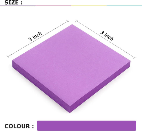 Sticky Notes, 3x3 Self-Stick Notes, Bright Colors, 8 Pads, 80 Sheets/Pad, Purple