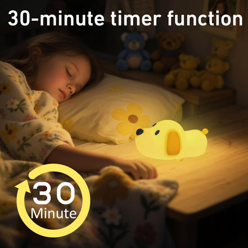 Dimmable Cute Dog Night Light, with Soft Silicon Dog Light, Kindergarten Kawaii Light, Rechargeable Touch Night Light