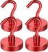 MIKEDE Heavy Duty Magnetic Hooks, 80LB Strong Neodymium Magnet with Hook for Fridge, 4 Pack (Red)