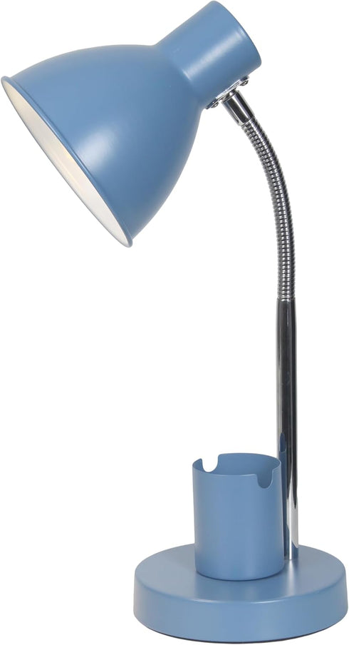 LD1076-BLU 16.22" Simple Designs Sleek Essentials Adjustable Metal Desk Task Lamp with Organizer Compartment
