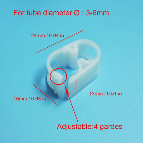 Adjustable Tube Clamps (0.118-0.236 Inch Tube; Laboratory Pinch Valve Flow Control Hose Clamp; 5pc Pack; White)