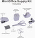 Mini Office Supply Kits, Includes Mini Stapler, Scissors, Staple Remover, Staples, Tape Dispenser - White