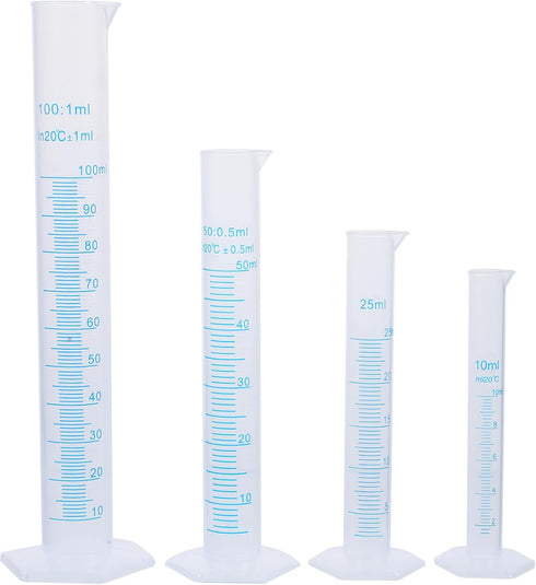 Liquid Measuring Cup Graduated Cylinders Set, Plastic Graduated Cylinder Lab Test Tube, PP Material 10ml / 25ml / 50ml