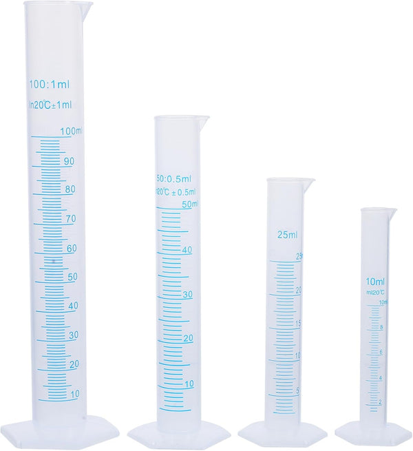 Liquid Measuring Cup Graduated Cylinders Set, Plastic Graduated Cylinder Lab Test Tube, PP Material 10ml / 25ml / 50ml