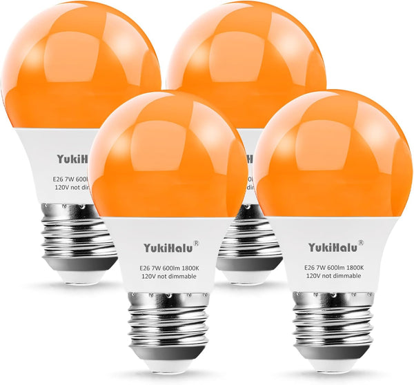 YukiHalu LED Amber Orange Light Bulbs, A15 1800K E26 600Lm, 60W Equivalent
