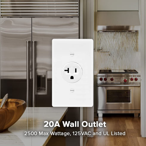 Maxxima 20A Single Receptacle Outlet - 2 Pack, 125 VAC Commercial Grade White Electrical Outlet