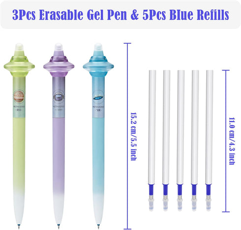 8Pcs 0.5mm 3Pcs 5Pcs BAYTORY Cute Erasable Pens, Fine Point Spinning Gel Pen with Eraser, Erasable Gel Pens & Refills