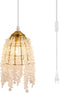 Surpars House Elegant Mini Chandelier Plug in Crystal Pendant Light,Golden (Plug in