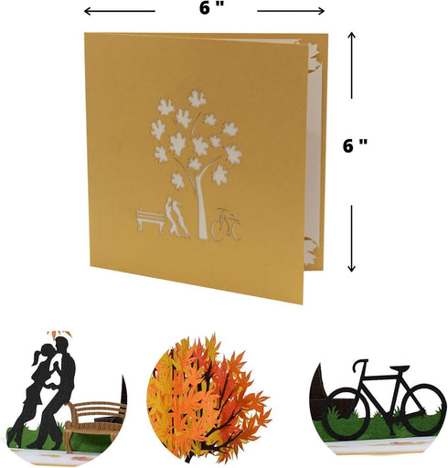 CUTEPOPUP Autumn Pop Up Card with Unique Couple and Maple Tree Design - Perfect Handmade Anniversary Gifts for Lover