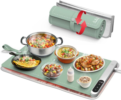 OKAN Electric Silicone Food Warmer Mat with Heat-Resistant Table Protector 6 Temp