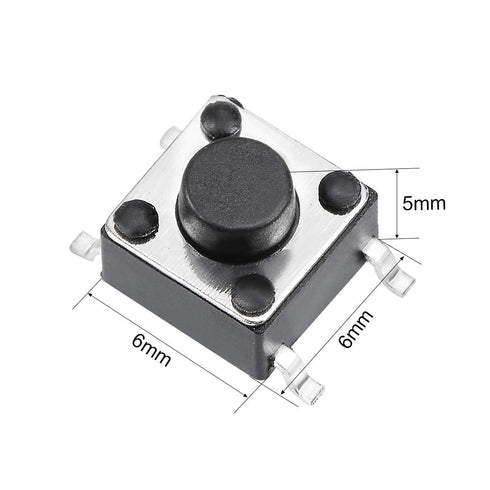 uxcell 50PCS 6x6x5mm Momentary Panel PCB Surface Mounted Devices SMT 4 Pins Push Button SPST Tactile Switch