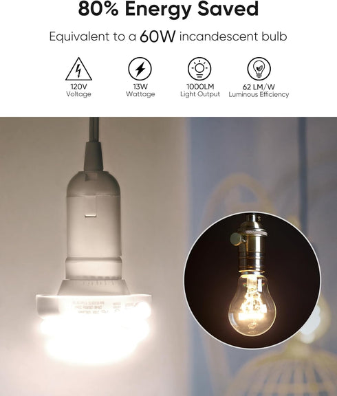 13W Gu24 Bulb T3 Bulbs 4200K 1000LM Bulbs Bulb (2 Pack) JACKYLED UL-Listed CFL Light Low Profile Spiral Bright White
