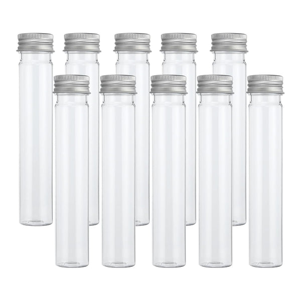 PATIKIL 65ml Test Tubes, 80pcs 5.91x0.98" Clear Plastic Containers with Caps for Candy, Bath Salt, and Scientific