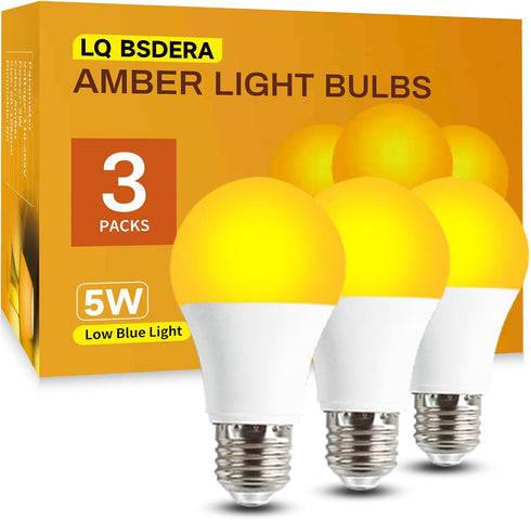 LQ BSDERA 1800K Amber Light Bulbs for Sleep, 5W Blue Light Free Light Bulbs,