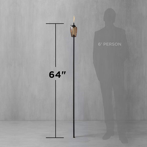 64" TIKI Adjustable Flame Glass Torch Pink Decorative Lighting for Outdoor Lawn, Patio & Garden | Includes Snuffer