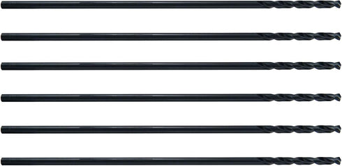 MAXTOOL 5/32"x12" 6pcs Identical Aircraft Extension Drills - HSS M2 Extra Long Deep Twist Drill Bits Straight Shank