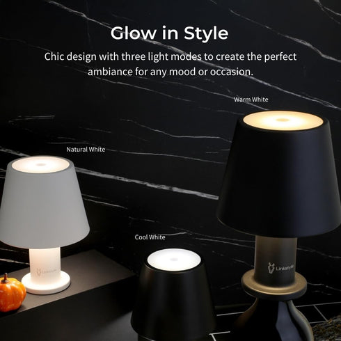 Dimmable VINOWAKE Glovi Premium Wine Bottle Lamp by LINKSTYLE White Lights, Rechargeable & Waterproof, Indoor/Outdoor