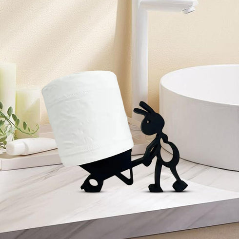 Funny Toilet Paper Holder Free Standing Bathroom Set - 3D Printed Black