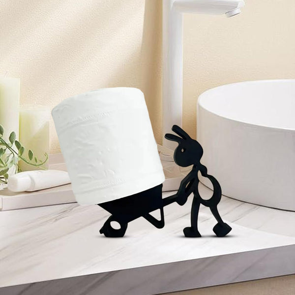 Funny Toilet Paper Holder Free Standing Bathroom Set - 3D Printed Black