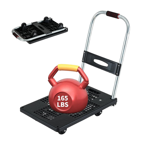Push Cart Dolly - Lightweight Foldable Flatbed Platform Cart with 360 -